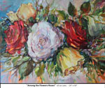 Among the Flowers Roses, Oil on Canvas